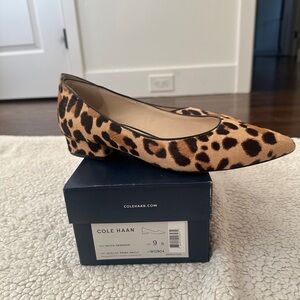 Cole Haan Calfhair Leopard print Chunk heel flats, 9. Good condition.
